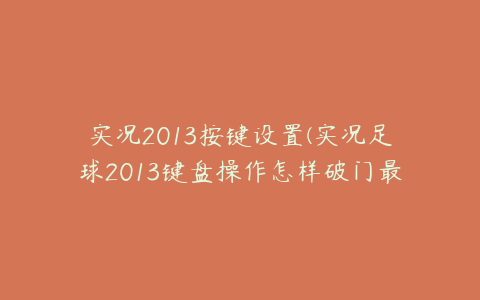 实况2013按键设置(实况足球2013键盘操作怎样破门最有效)