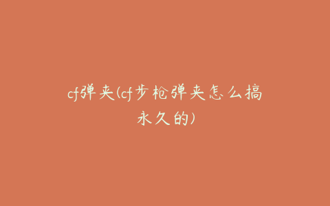 cf弹夹(cf步枪弹夹怎么搞永久的)