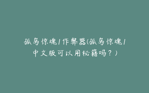 孤岛惊魂1作弊器(孤岛惊魂1中文版可以用秘籍吗？)