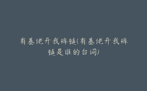 有基佬开我裤链(有基佬开我裤链是谁的台词)