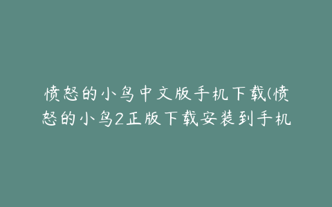 愤怒的小鸟中文版手机下载(愤怒的小鸟2正版下载安装到手机)