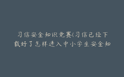 习信安全知识竞赛(习信已经下载好了怎样进入中小学生安全知识竞答)