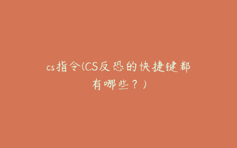 cs指令(CS反恐的快捷键都有哪些？)