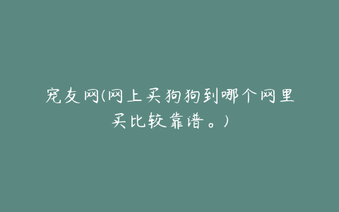 宠友网(网上买狗狗到哪个网里买比较靠谱。)