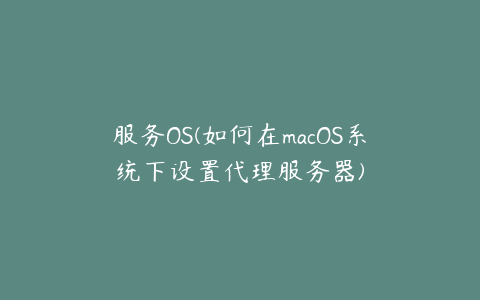 服务OS(如何在macOS系统下设置代理服务器)