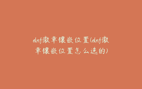 dnf徽章镶嵌位置(dnf徽章镶嵌位置怎么选的)