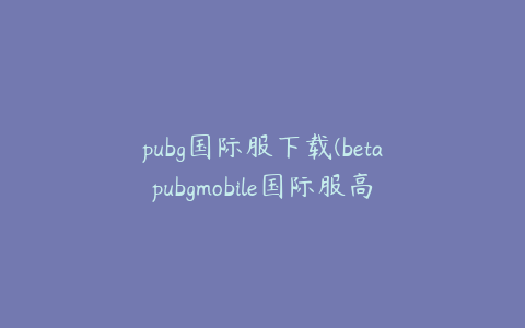 pubg国际服下载(betapubgmobile国际服高速下载)