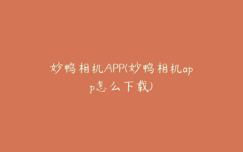 妙鸭相机APP(妙鸭相机app怎么下载)