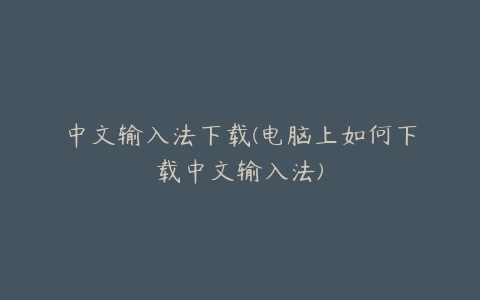 中文输入法下载(电脑上如何下载中文输入法)