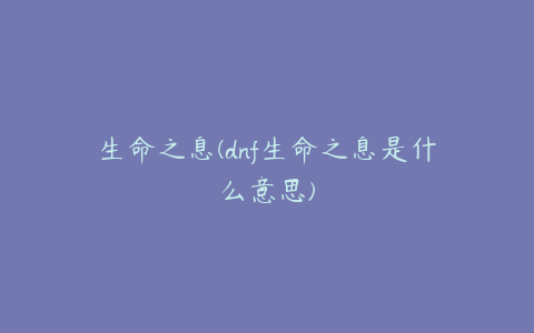 生命之息(dnf生命之息是什么意思)