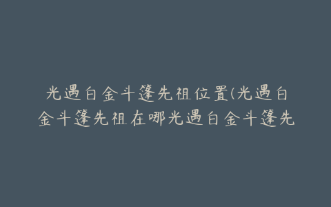 光遇白金斗篷先祖位置(光遇白金斗篷先祖在哪光遇白金斗篷先祖兑换图)