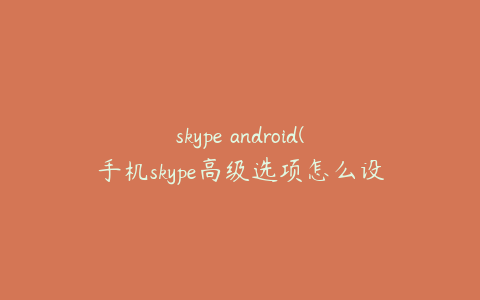 skype android(手机skype高级选项怎么设置)