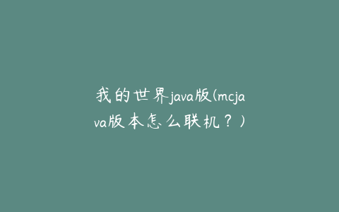 我的世界java版(mcjava版本怎么联机？)