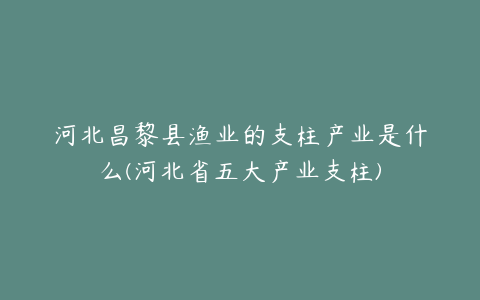 河北昌黎县渔业的支柱产业是什么(河北省五大产业支柱)