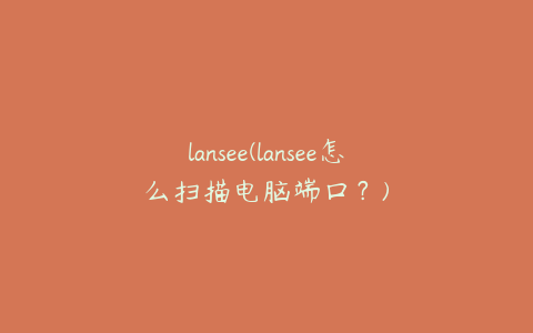 lansee(lansee怎么扫描电脑端口？)