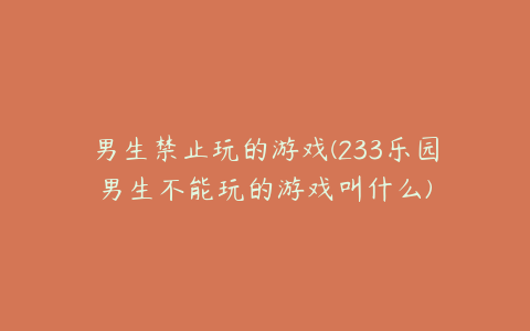 男生禁止玩的游戏(233乐园男生不能玩的游戏叫什么)