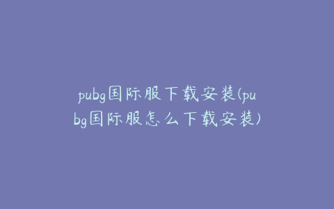 pubg国际服下载安装(pubg国际服怎么下载安装)