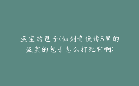 盗宝的包子(仙剑奇侠传5里的盗宝的包子怎么打死它啊)